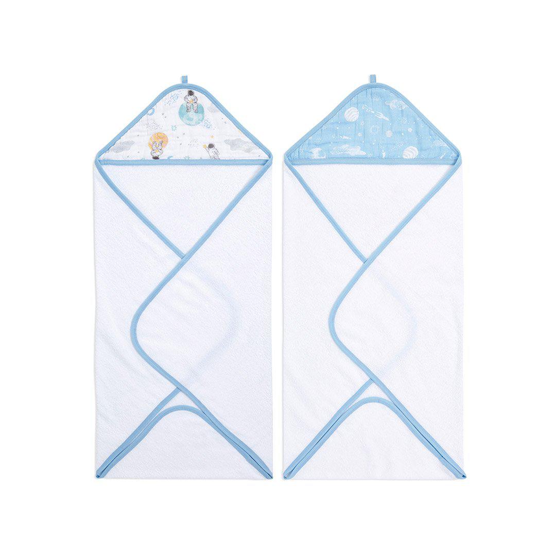 aden anais Essentials Hooded Towel Space Explorers 2 Pack Natural Baby Shower