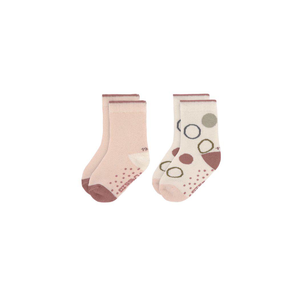 The Lassig Anti-Slip Socks in Off-White + Powder Pink - 2 Pack