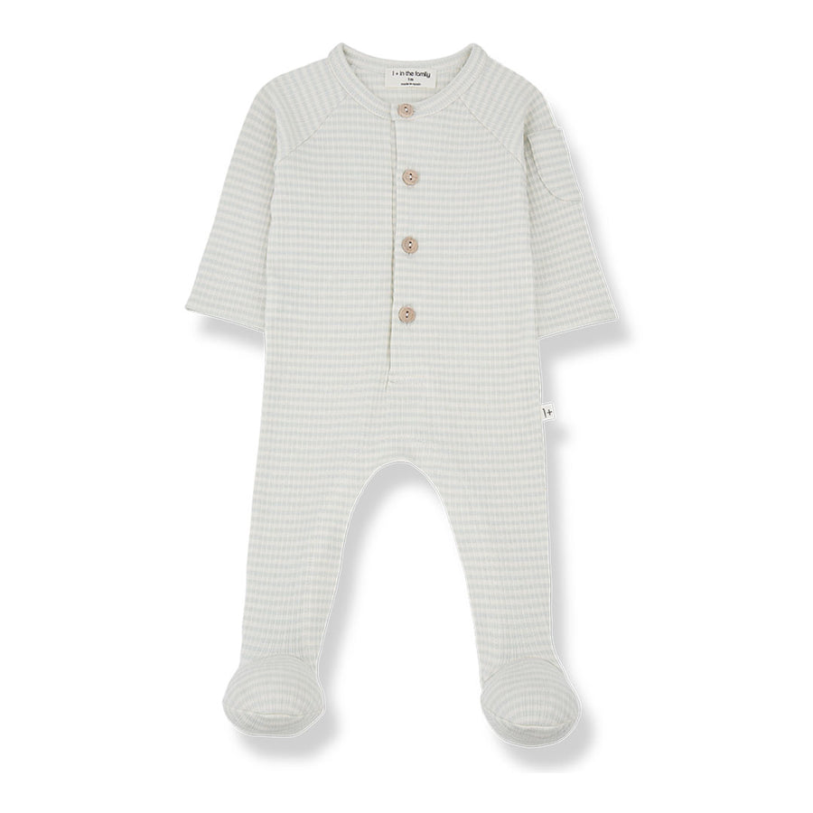 1+ in the family Guim Jumpsuit With Feet - Pale Aqua-Bodysuits-Pale Aqua-3m | Natural Baby Shower