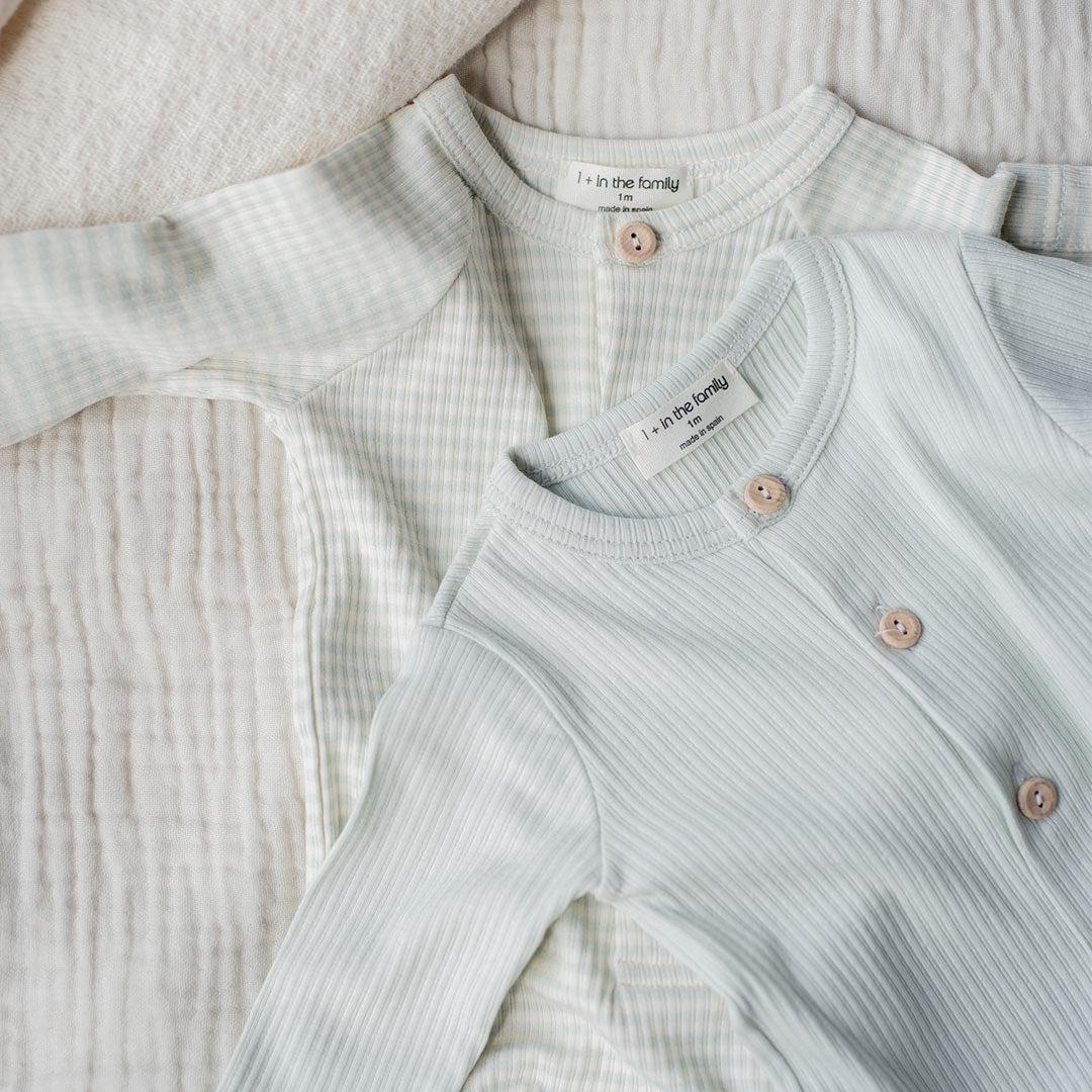 1+ in the family Guim Jumpsuit With Feet - Pale Aqua-Bodysuits-Pale Aqua-3m | Natural Baby Shower