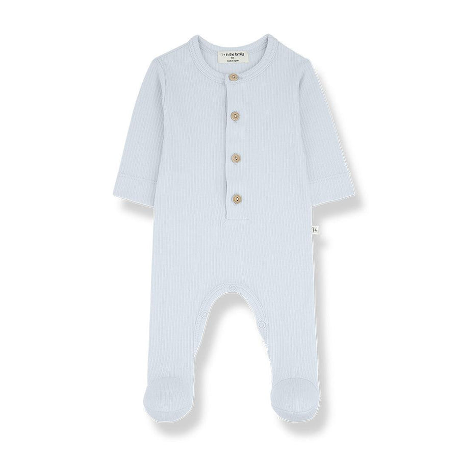 1+ in the family Nino Jumpsuit With Feet - Misty Blue-Bodysuits-Misty Blue-1m | Natural Baby Shower