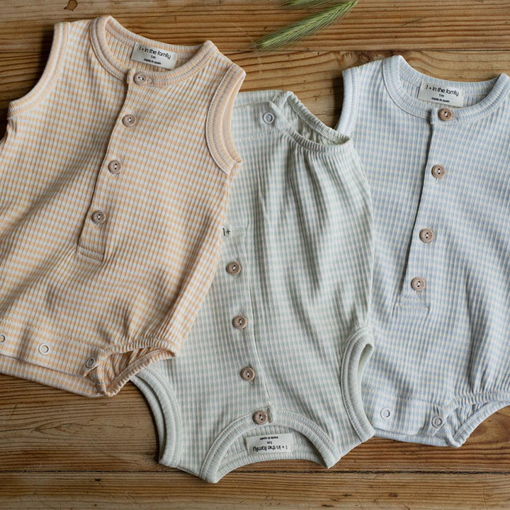 1+ in the family Orfeo Romper - Misty Blue-Rompers-Misty Blue-3m | Natural Baby Shower