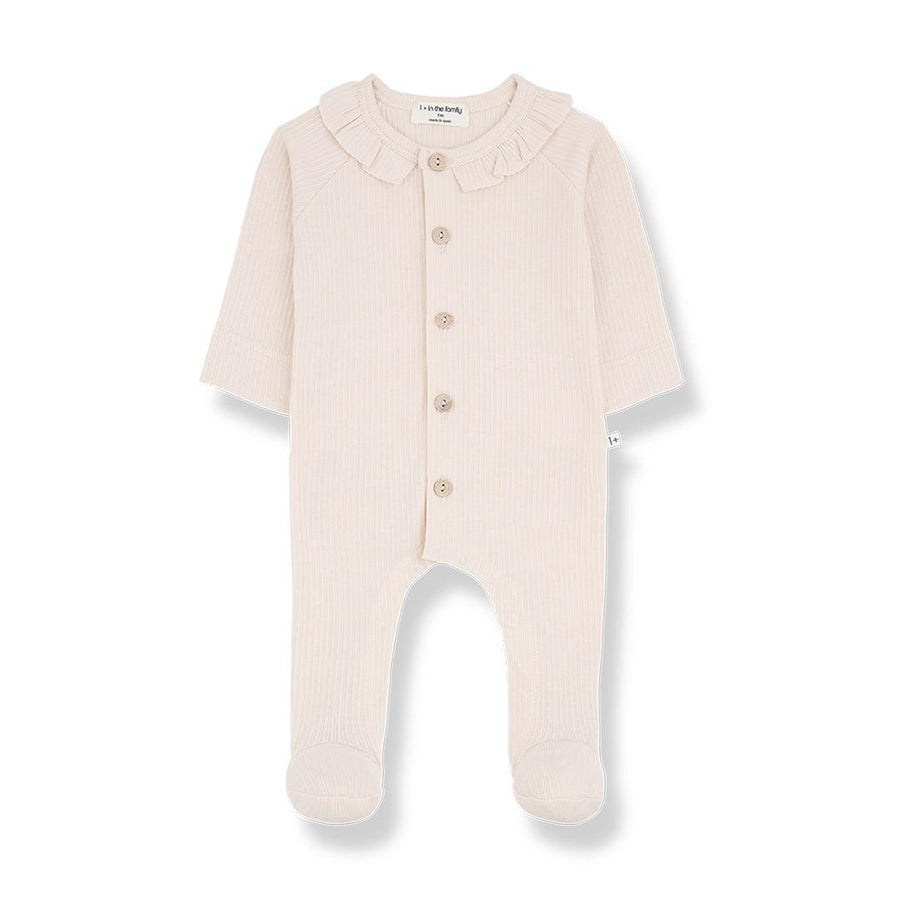 1+ in the family Rosetta Jumpsuit With Feet - Nude-Bodysuits-Nude-1m | Natural Baby Shower