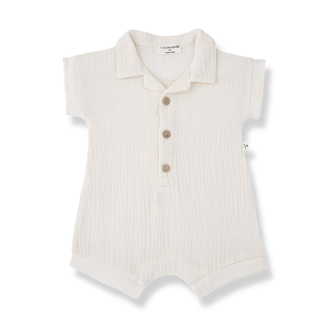 1+ in the family Vittorio Jumpsuit - Ecru-Bodysuits-Ecru-6m | Natural Baby Shower