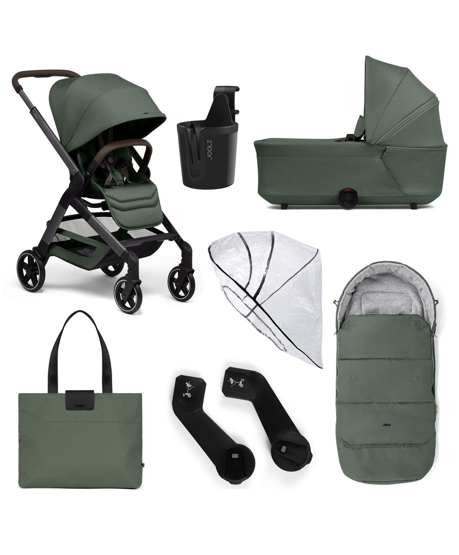 Joolz Hub2 + Carrycot 6pc Bundle - Forest Green-Stroller Bundles- | Natural Baby Shower