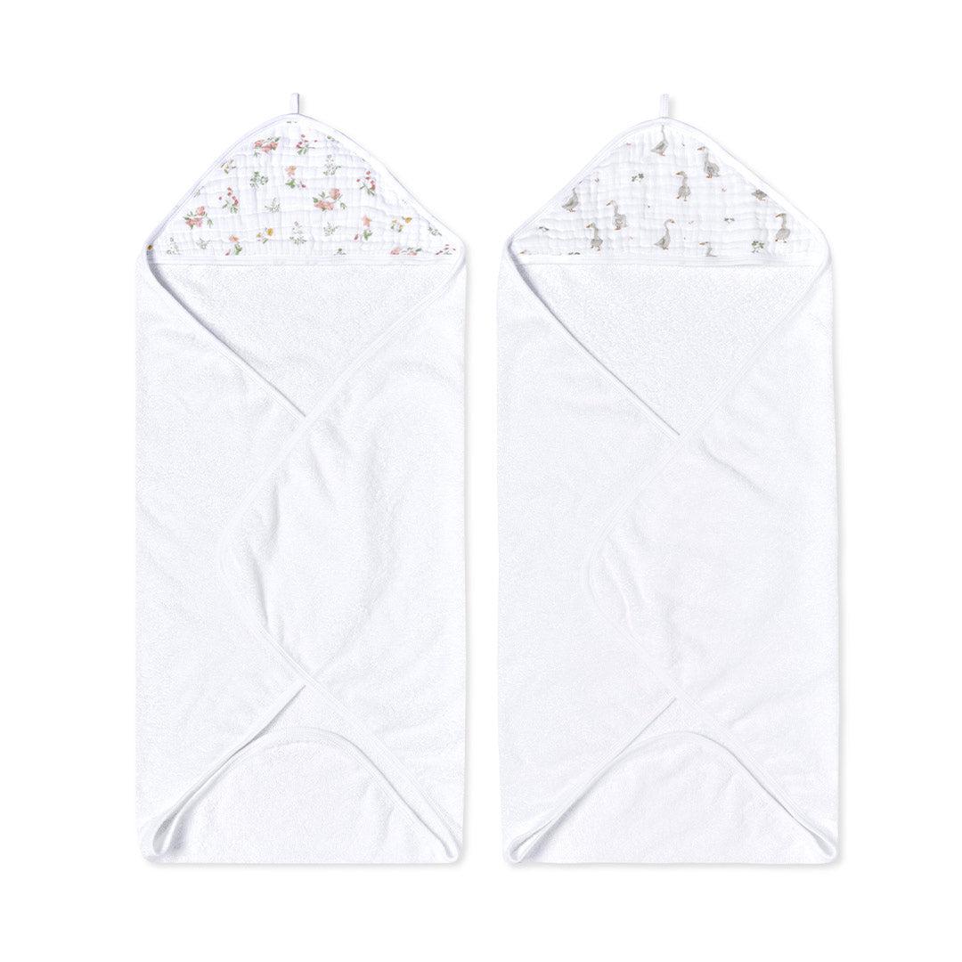 aden + anais Essentials Hooded Towel - 2 Pack - Country Floral-Bath Towels-Country Floral- | Natural Baby Shower