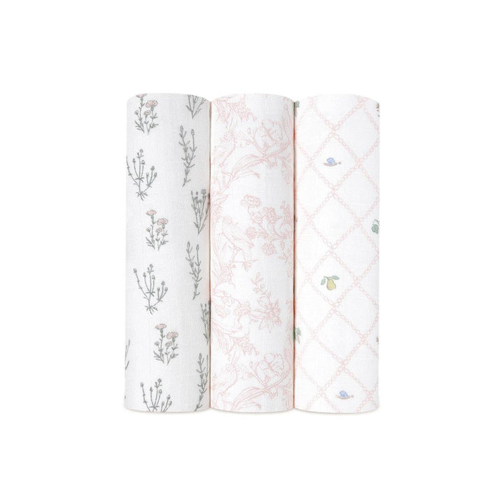 aden + anais Large Silky Soft Swaddles - 3 Pack - French Floral-Swaddling Wraps-French Floral- | Natural Baby Shower