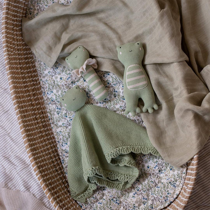 Avery Row Cuddle Cloth - Frog-Comforters-Frog- | Natural Baby Shower