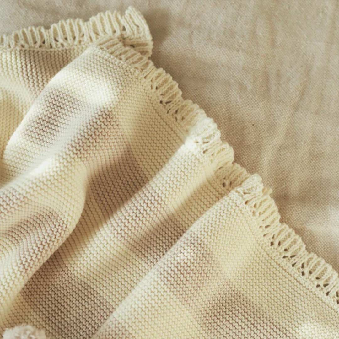 Avery Row Stripe Knit Blanket - Oat Melange-Blankets-Oat Melange- | Natural Baby Shower