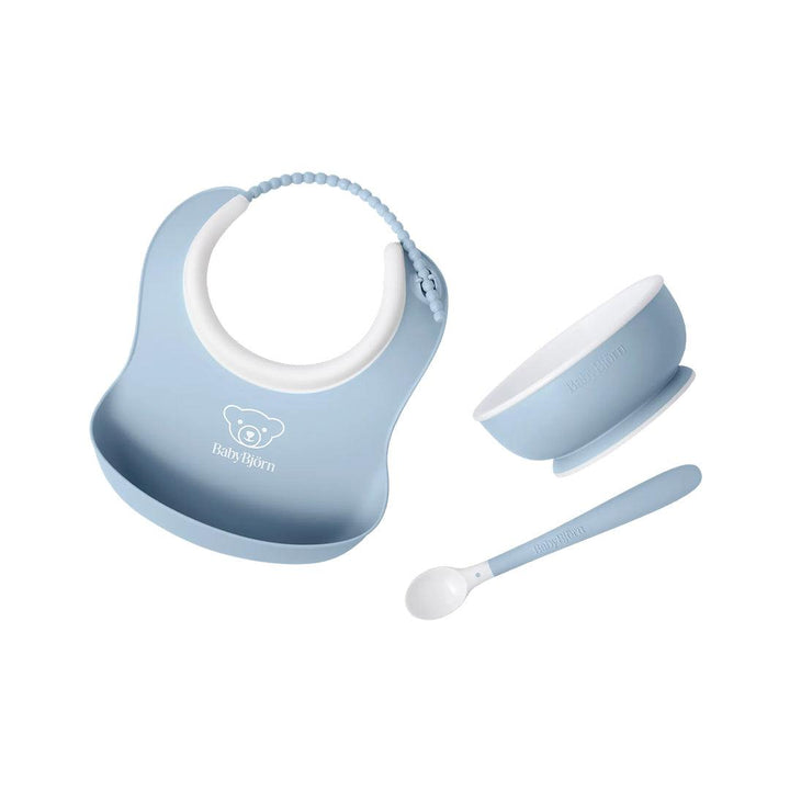 BabyBjörn Baby Feeding Set 3 pcs - Powder Blue-Feeding Sets-Powder Blue-One Size | Natural Baby Shower