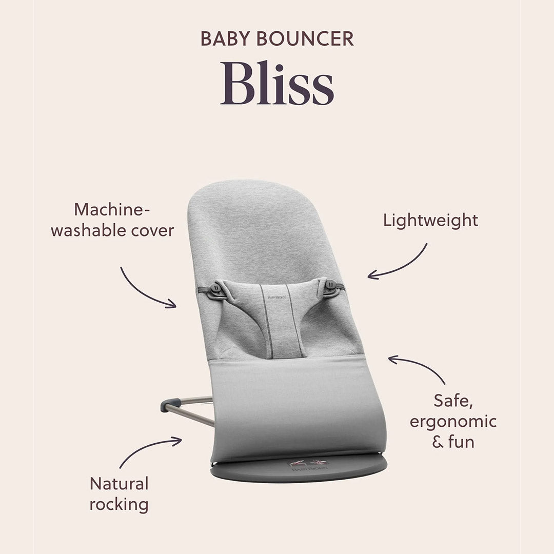 BabyBjörn Bliss Woven Mélange - Light Grey-Baby Bouncers-Light Grey-One Size | Natural Baby Shower