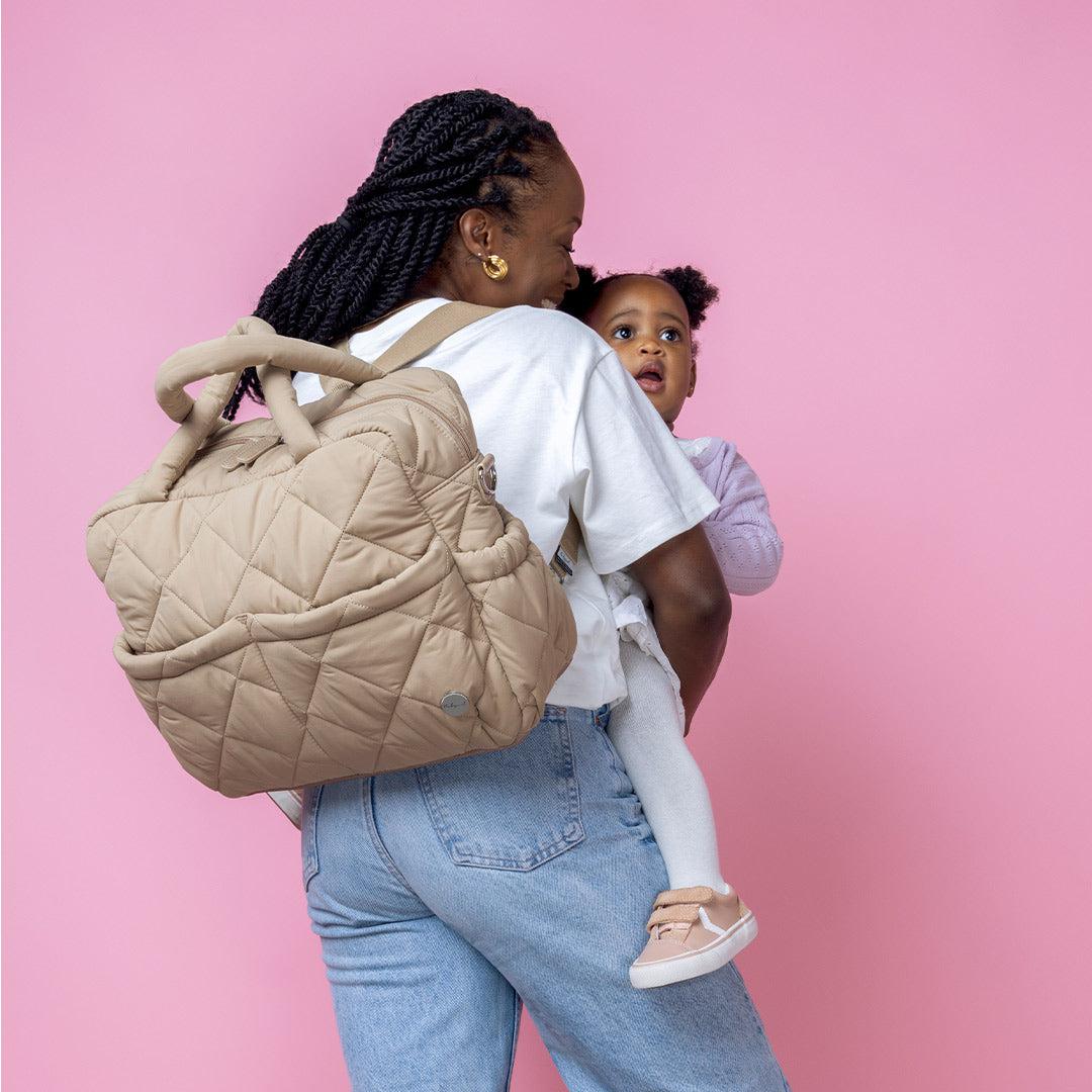 Babymel Willow Quilted Tote Bag - Oat-Changing Bags-Oat-30cm x 38cm x 14cm | Natural Baby Shower