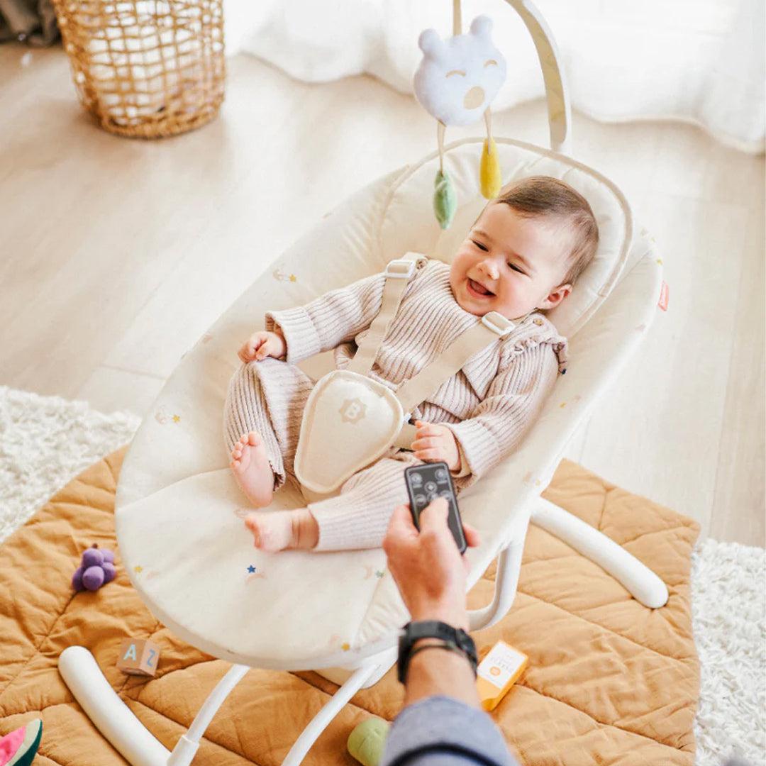 Badabulle Lateral Swing With Remote - Cream-Baby Bouncers-Cream- | Natural Baby Shower