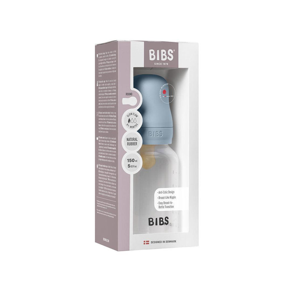 BIBS Baby Bottle Latex 1 Pack - Baby Blue-Baby Bottles-Baby Blue-150ml | Natural Baby Shower