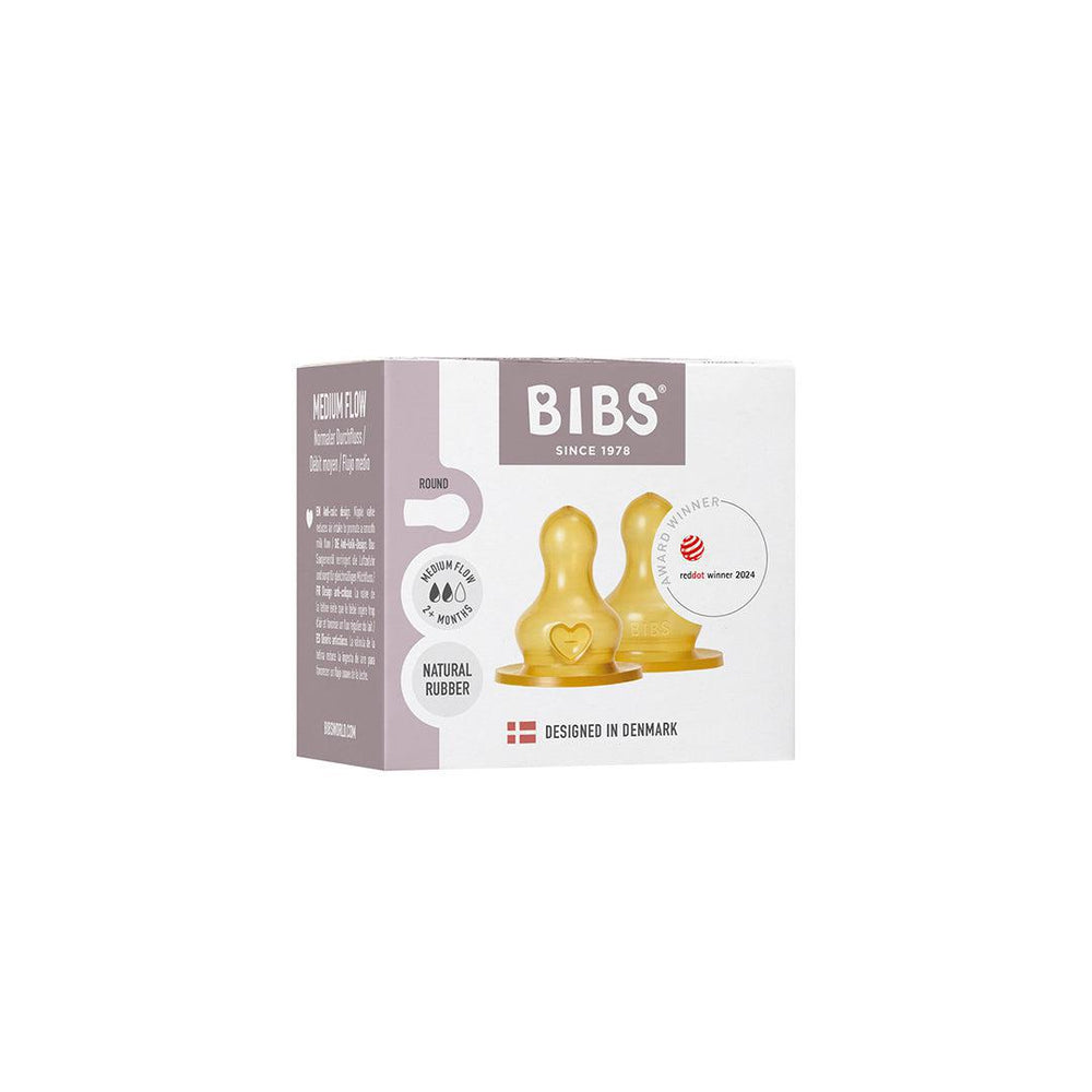 BIBS Bottle Nipple 2 Pack Latex Medium Flow - Clear-Baby Bottles-Clear-Medium | Natural Baby Shower