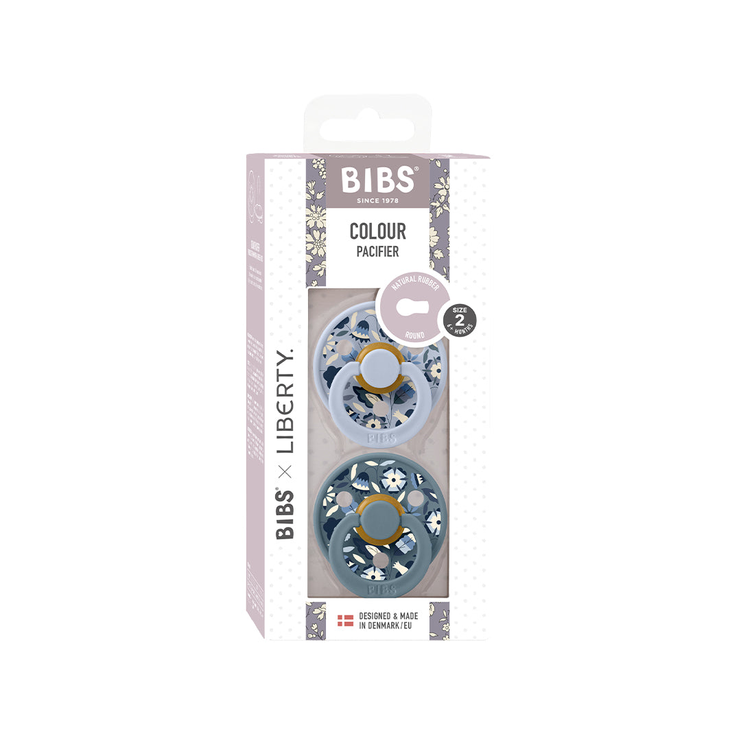 BIBS X LIBERTY Colour Latex Pacifier - 2 Pack - Dusty Blue Mix - Bobo-Pacifiers-Dusty Blue Mix/Bobo-Size 1 | Natural Baby Shower