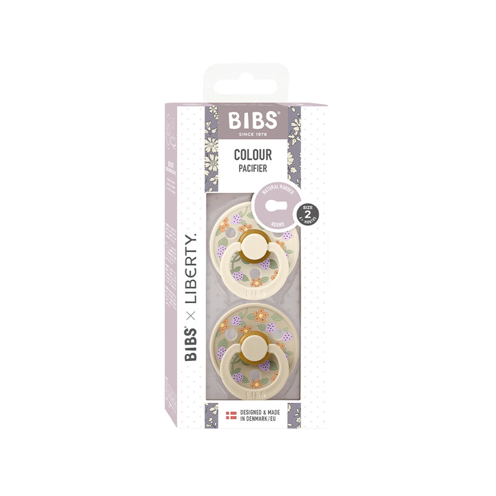 BIBS X LIBERTY Colour Latex Pacifier - 2 Pack - Ivory Mix - Strawberries and Cream-Pacifiers-Ivory Mix/Strawberries and Cream-Size 1 | Natural Baby Shower