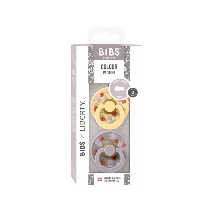 BIBS X LIBERTY Colour Latex Pacifier - 2 Pack - Pale Butter Mix - Strawberries and Cream-Pacifiers-Pale Butter Mix/Strawberries and Cream-Size 2 | Natural Baby Shower