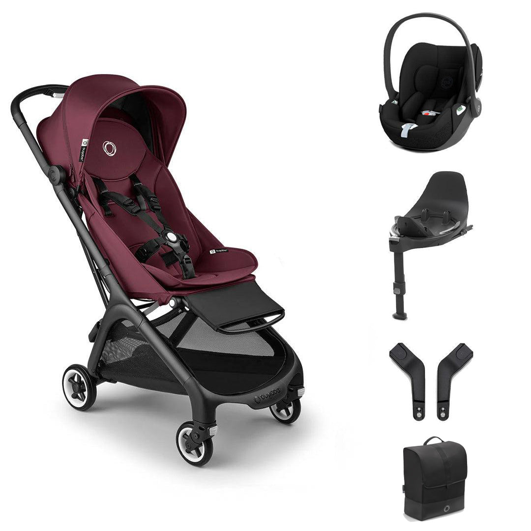 Bugaboo Butterfly + Cloud T Travel System-Travel Systems-Dark Cherry-With Base | Natural Baby Shower