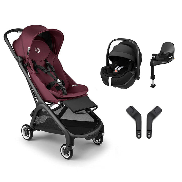 Bugaboo Butterfly + Pebble 360 Pro 2 Travel System-Travel Systems-Dark Cherry-With Base | Natural Baby Shower