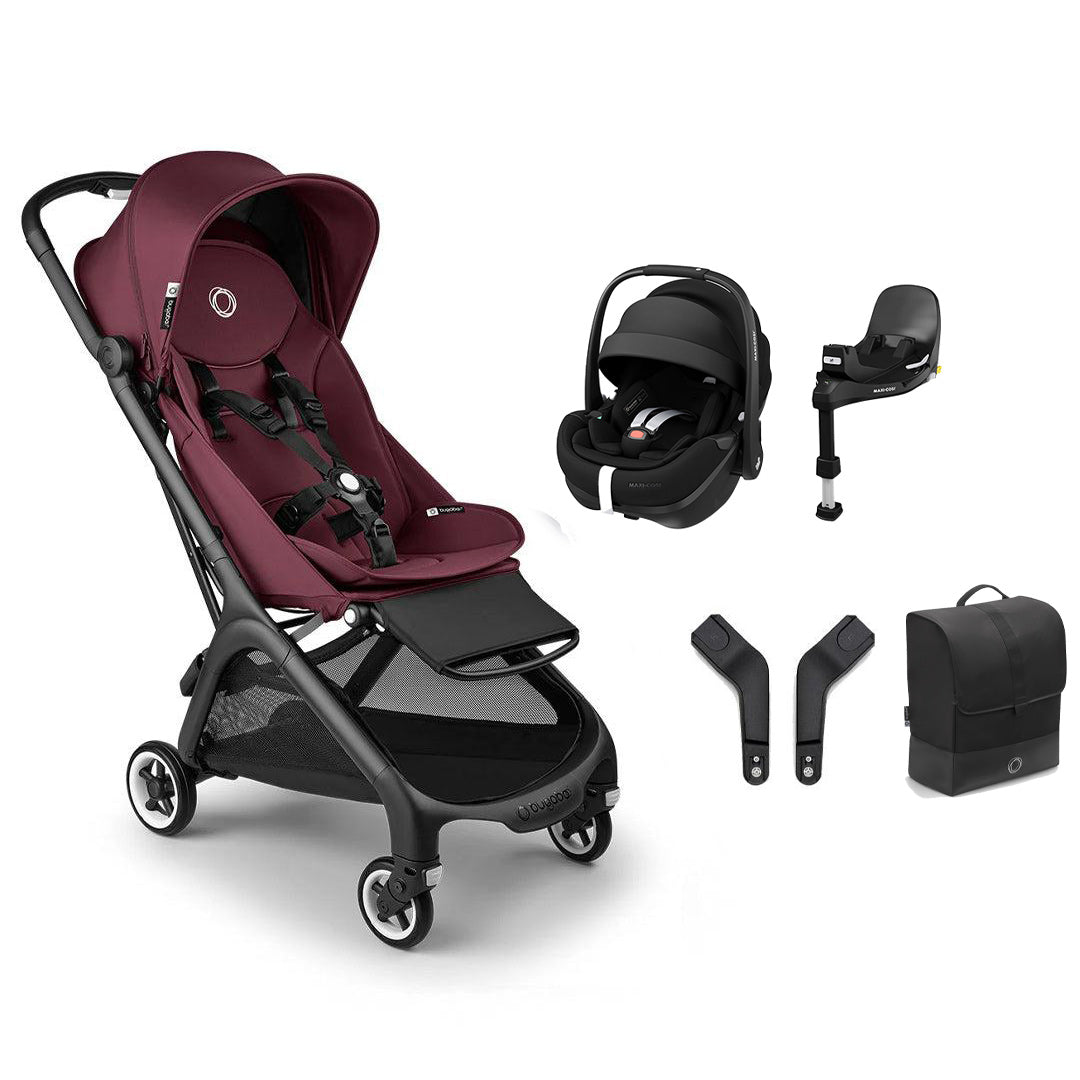 Bugaboo Butterfly + Pebble 360 Pro 2 Travel System-Travel Systems-Dark Cherry-With Base | Natural Baby Shower