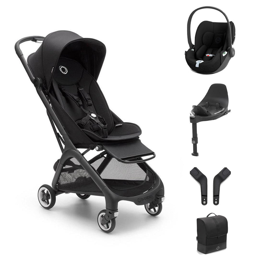 Bugaboo Butterfly + Cloud T Travel System-Travel Systems-Midnight Black-With Base | Natural Baby Shower