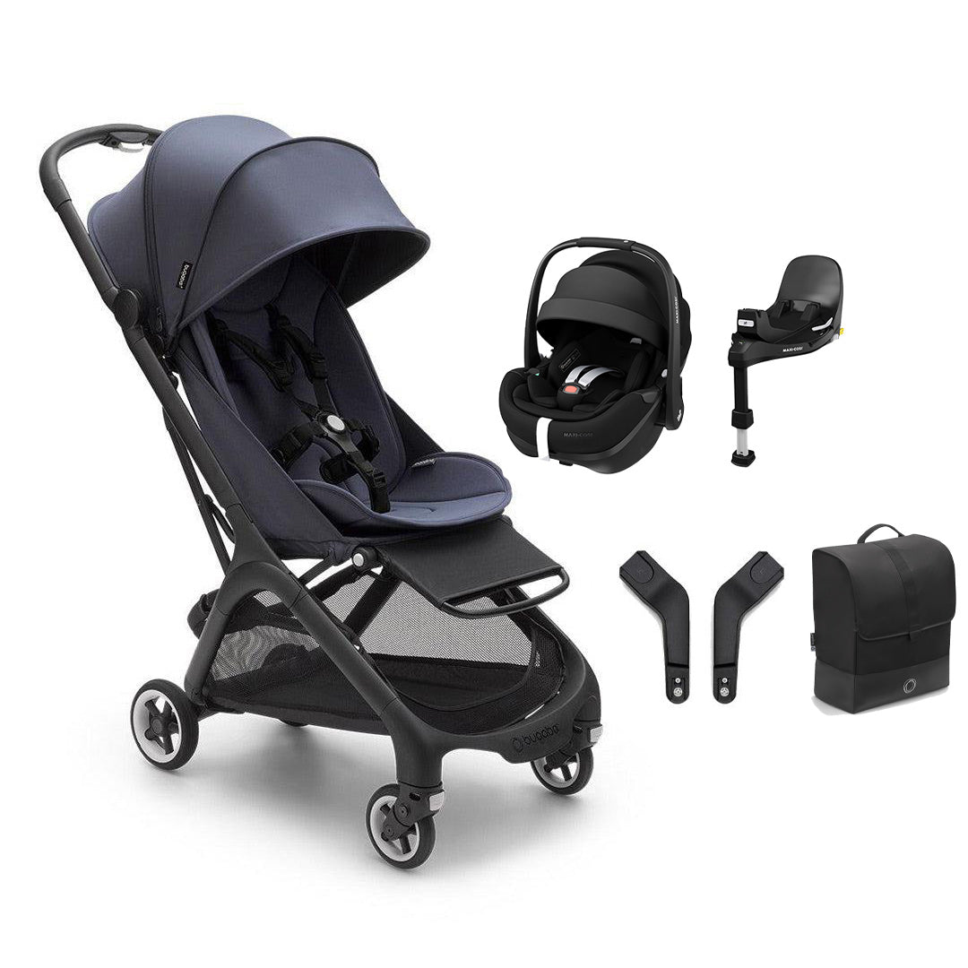 Bugaboo Butterfly + Pebble 360 Pro 2 Travel System-Travel Systems-Stormy Blue-With Base | Natural Baby Shower