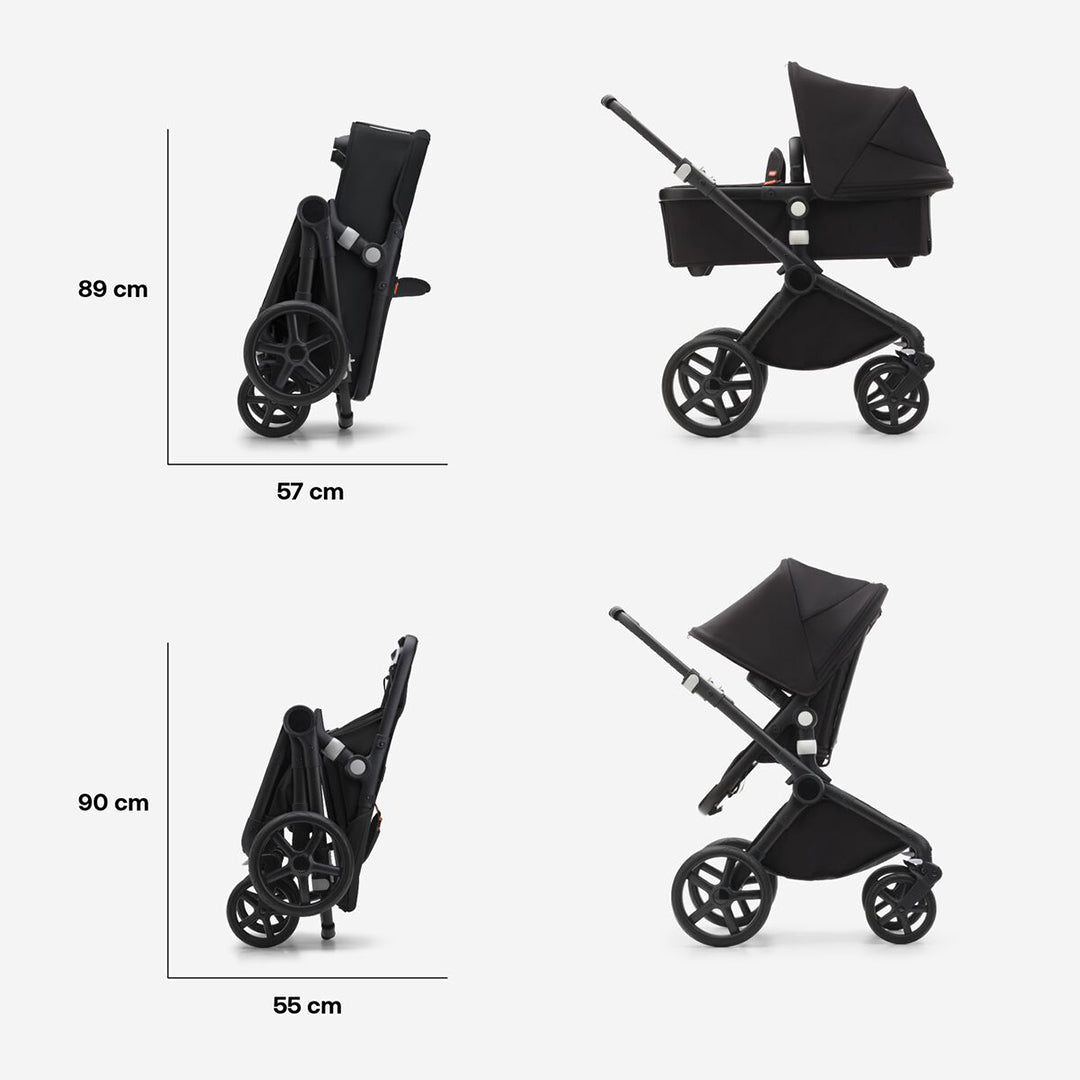 Bugaboo Fox Cub Complete Pushchair + Turtle Travel System - Midnight Black-Travel Systems-Midnight Black-No Base | Natural Baby Shower