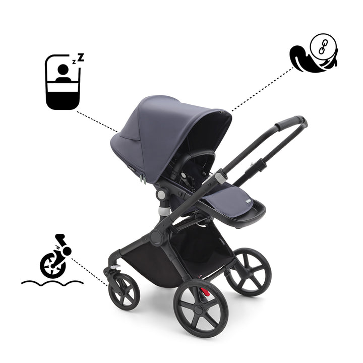 Bugaboo Fox Cub Complete Pushchair + Maxi Cosi 360 Travel System - Stormy Blue-Travel Systems-Stormy Blue-FamilyFix 360 Pro Base | Natural Baby Shower