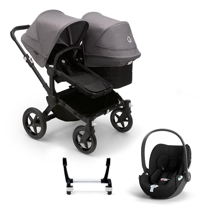 Bugaboo Donkey 5 Duo + Cloud T Travel System-Travel Systems-Grey Melange-No Base | Natural Baby Shower