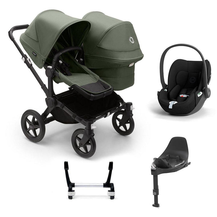 Bugaboo Donkey 5 Duo + Cloud T Travel System-Travel Systems-Forest Green-With Base | Natural Baby Shower