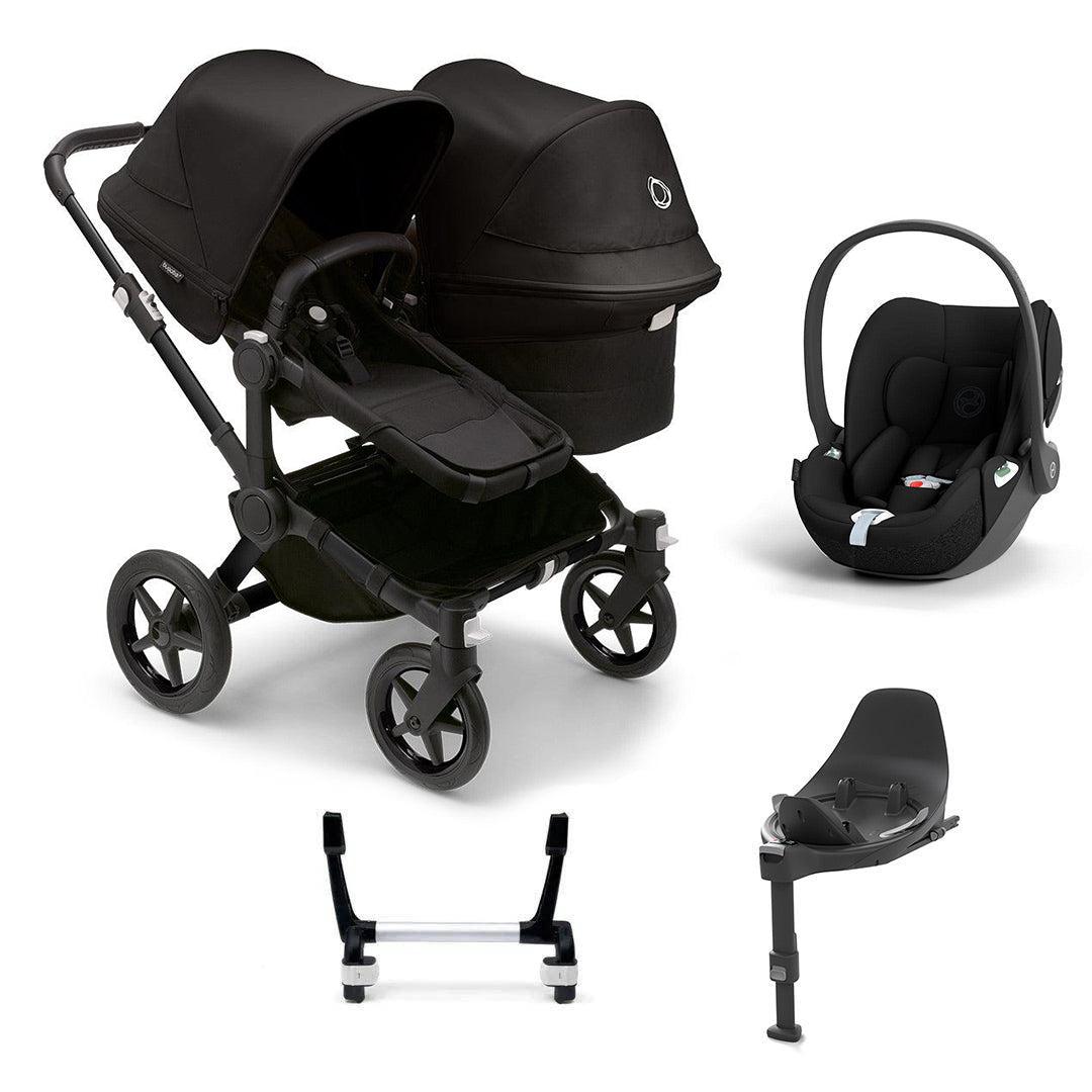 Bugaboo Donkey 5 Duo + Cloud T Travel System-Travel Systems-Midnight Black-With Base | Natural Baby Shower