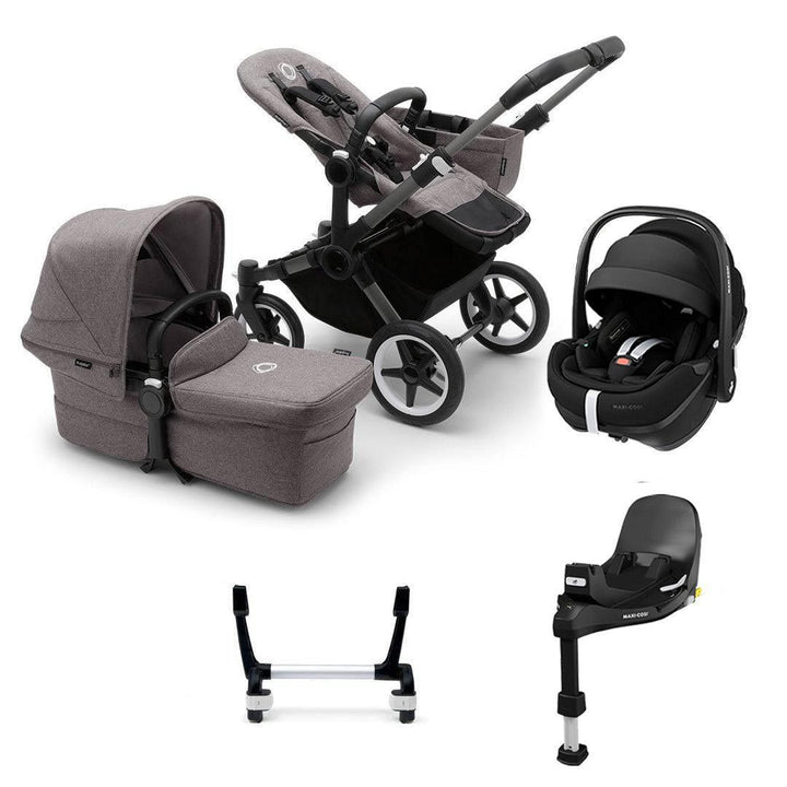 Bugaboo Donkey 5 Mono + Pebble 360/360 Pro 2 Travel System-Travel Systems-Grey Melange-Pebble 360 i-Size Car Seat | Natural Baby Shower