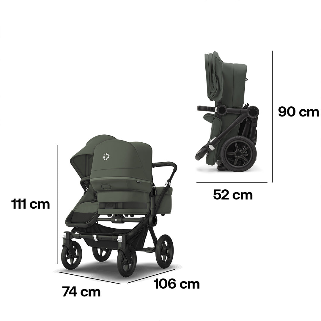 Bugaboo Donkey 5 Duo Pushchair - Black/Forest Green-Strollers- | Natural Baby Shower