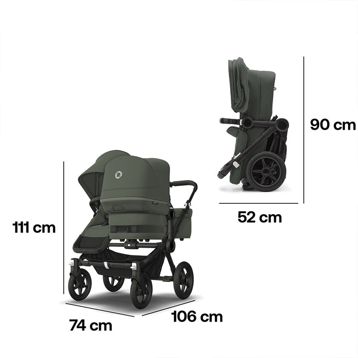 Bugaboo Donkey 5 Duo Pushchair - Black/Forest Green-Strollers- | Natural Baby Shower