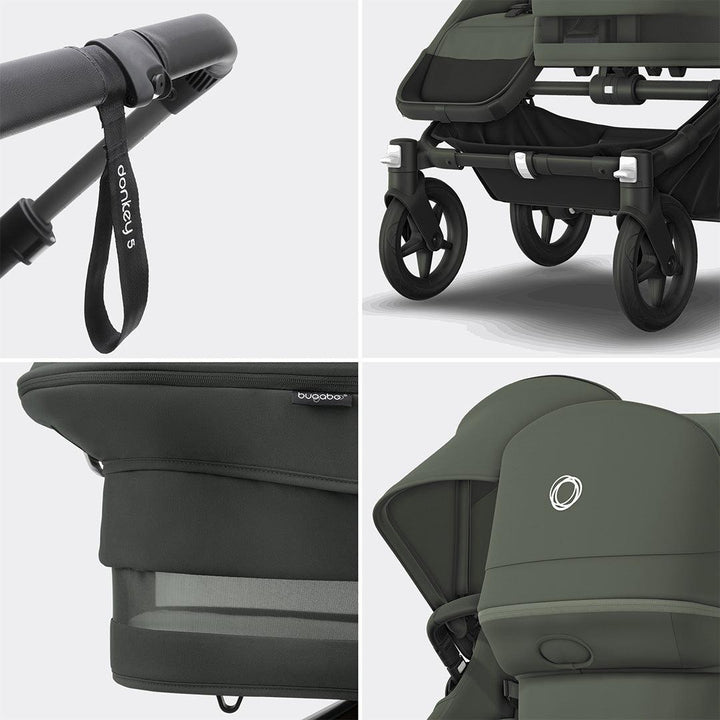 Bugaboo Donkey 5 Duo Pushchair - Black/Forest Green-Strollers- | Natural Baby Shower