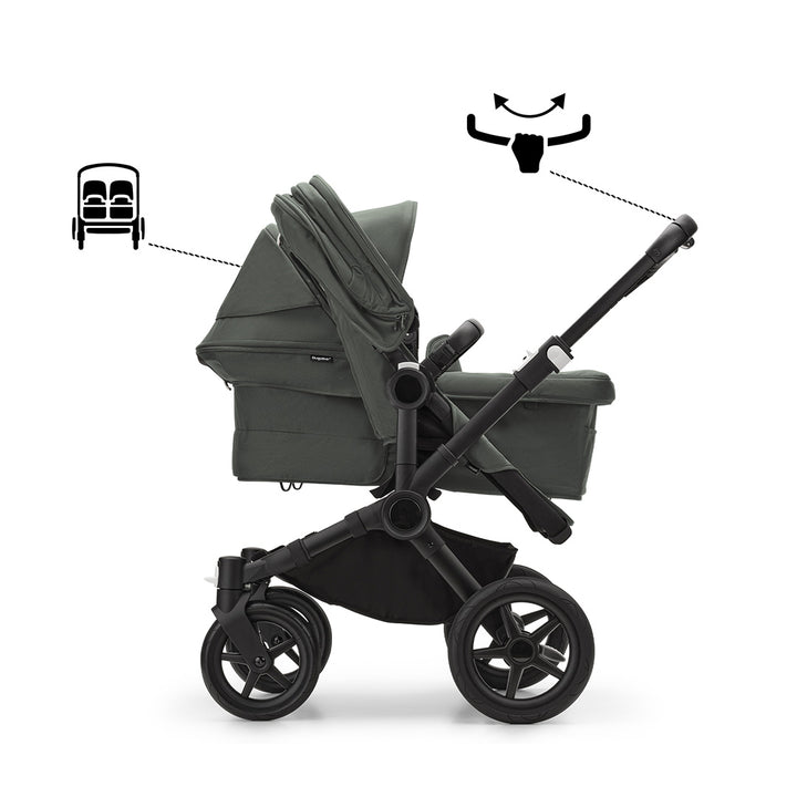 Bugaboo Donkey 5 Duo Pushchair - Black/Forest Green-Strollers- | Natural Baby Shower