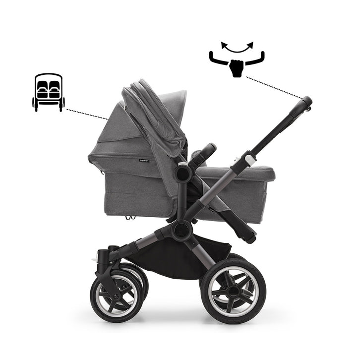 Bugaboo Donkey 5 Duo Pushchair - Graphite/Grey Melange-Strollers- | Natural Baby Shower