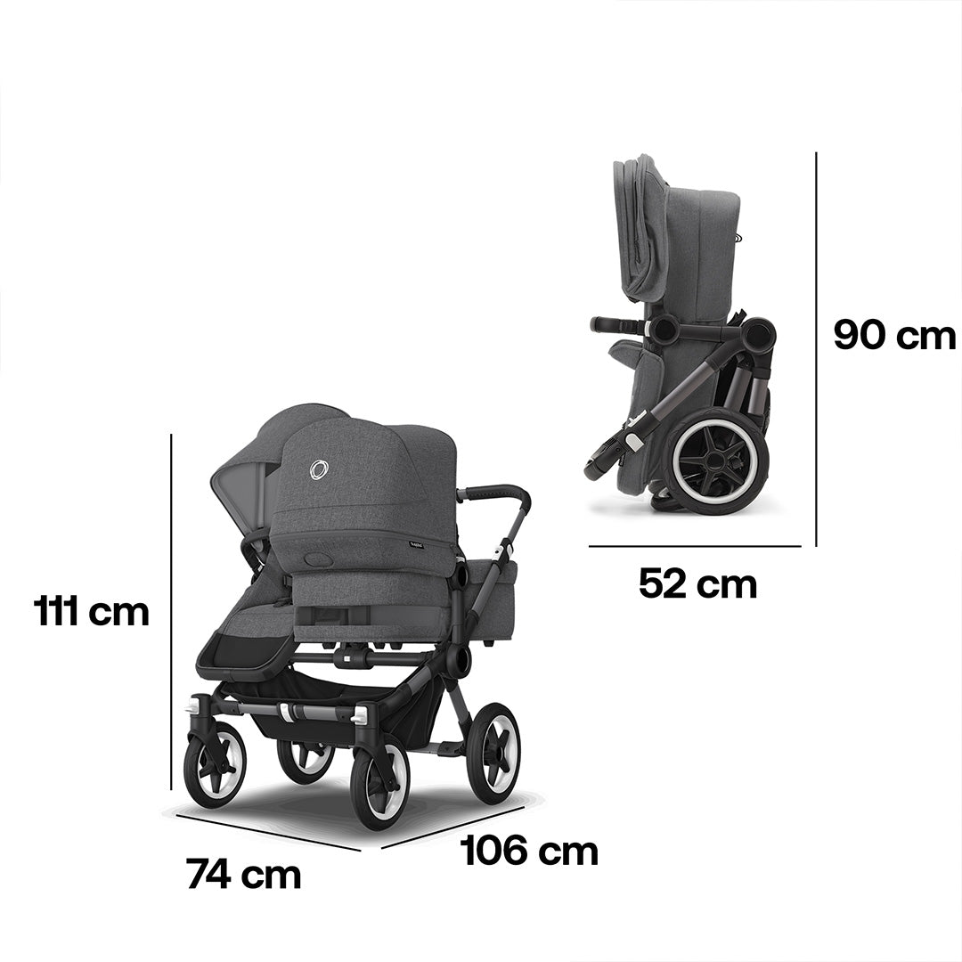 Bugaboo Donkey 5 Duo Pushchair - Graphite/Grey Melange-Strollers- | Natural Baby Shower