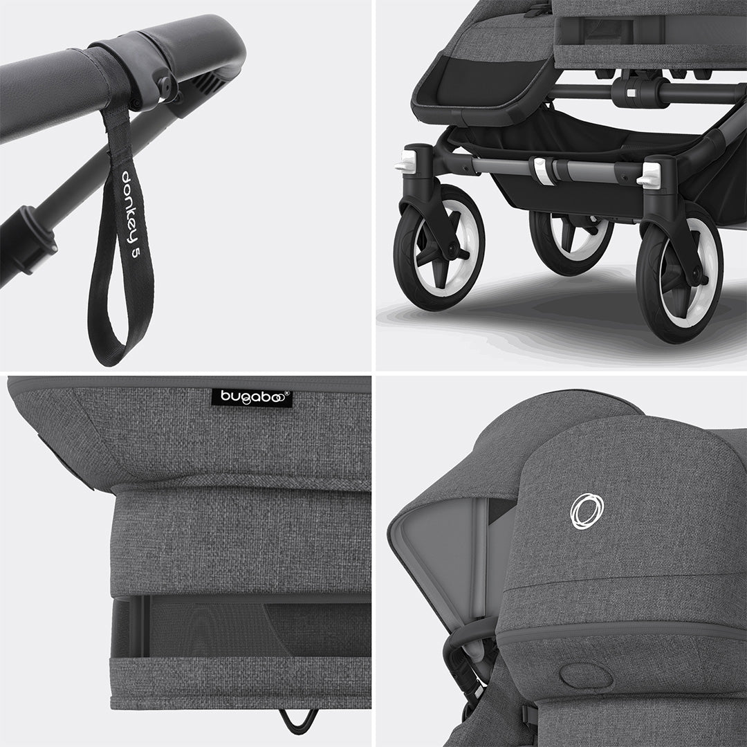 Bugaboo Donkey 5 Duo Pushchair - Graphite/Grey Melange-Strollers- | Natural Baby Shower