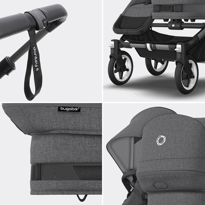 Bugaboo Donkey 5 Duo Pushchair - Graphite/Grey Melange-Strollers- | Natural Baby Shower