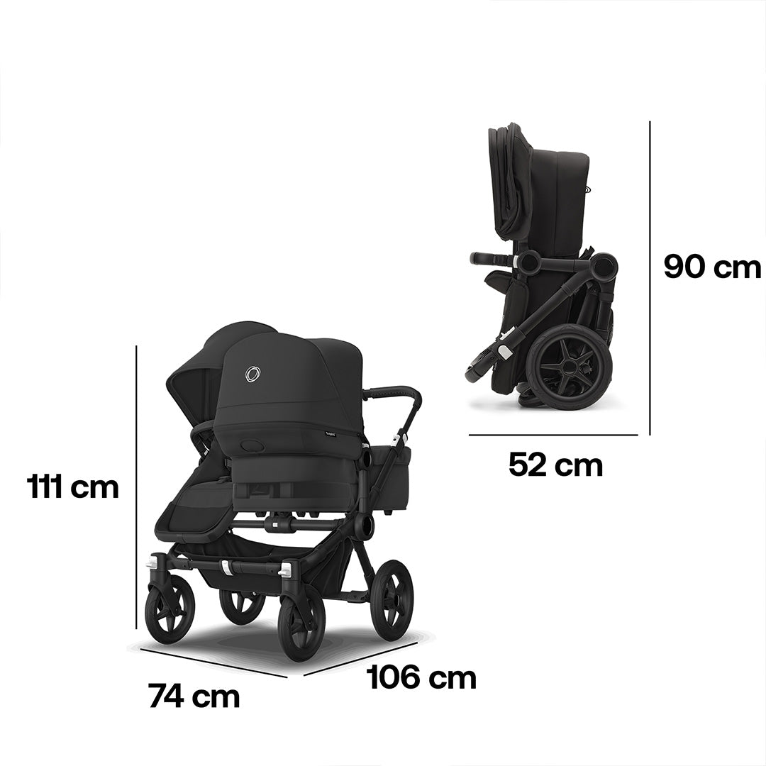 Bugaboo Donkey 5 Duo Pushchair - Black/Midnight Black-Strollers- | Natural Baby Shower