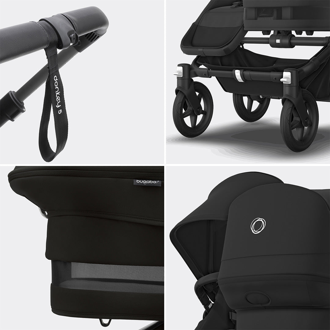 Bugaboo Donkey 5 Duo Pushchair - Black/Midnight Black-Strollers- | Natural Baby Shower