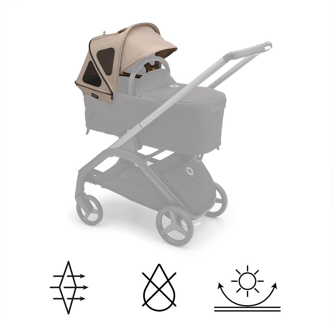 Bugaboo Dragonfly Breezy Sun Canopy - Dune Taupe-Sun Covers-Dune Taupe- | Natural Baby Shower