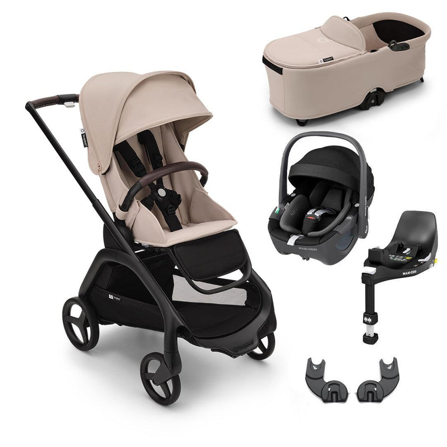 Bugaboo Dragonfly + Pebble 360/360 Pro Travel System - Desert Taupe-Travel Systems-Pebble 360 Car Seat-With Carrycot | Natural Baby Shower