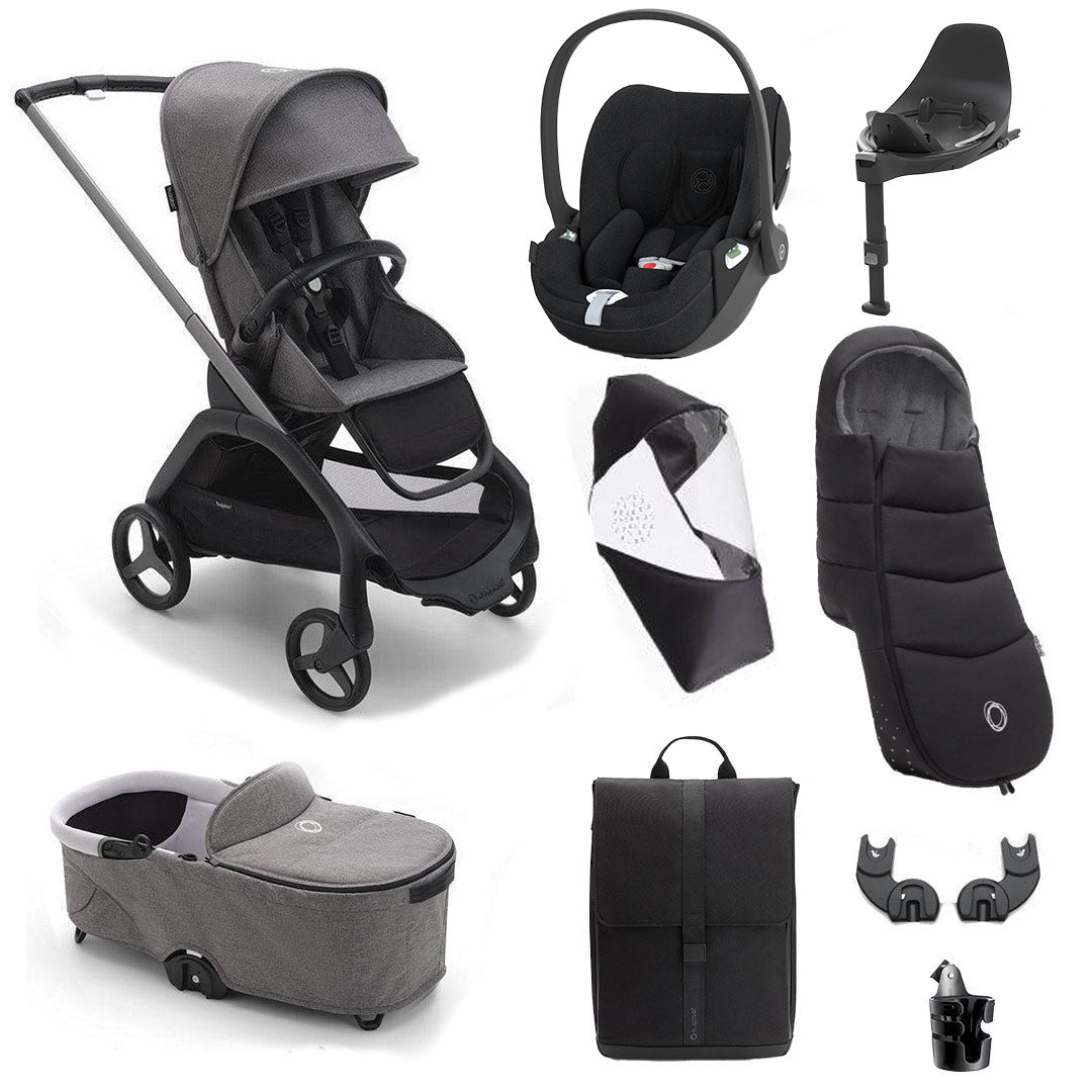 Bugaboo Dragonfly + Cloud T Ultimate Travel System Bundle - Grey Melange-Travel Systems-Grey Melange- | Natural Baby Shower