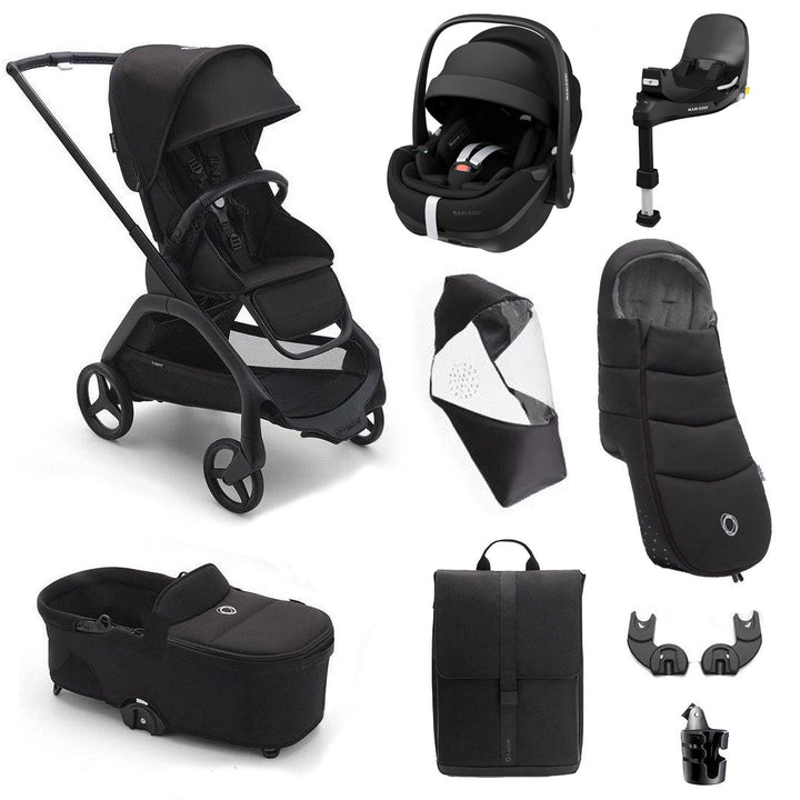 Bugaboo Dragonfly + Pebble Pro Ultimate Travel System Bundle - Midnight Black-Travel Systems-Midnight Black- | Natural Baby Shower