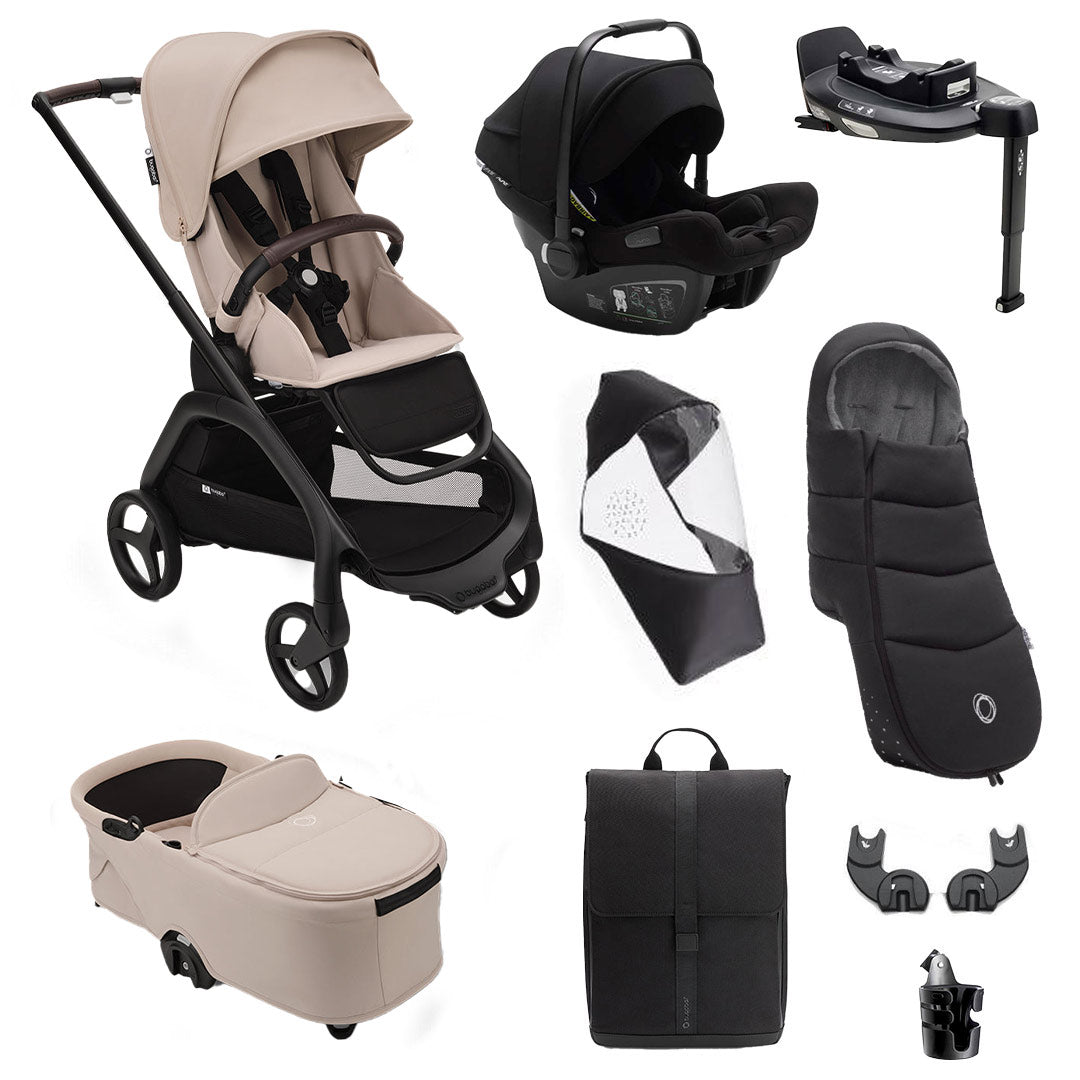 Bugaboo Dragonfly + Turtle Ultimate Travel System Bundle - Desert Taupe-Travel Systems- | Natural Baby Shower