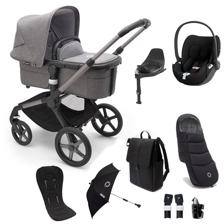 Bugaboo Fox 5 + Cloud T Ultimate Travel System - Grey Melange-Travel Systems-Grey Melange-No Base | Natural Baby Shower