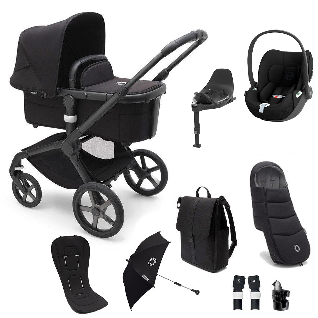 Bugaboo Fox 5 + Cloud T Ultimate Travel System - Midnight Black-Travel Systems-Midnight Black-No Base | Natural Baby Shower